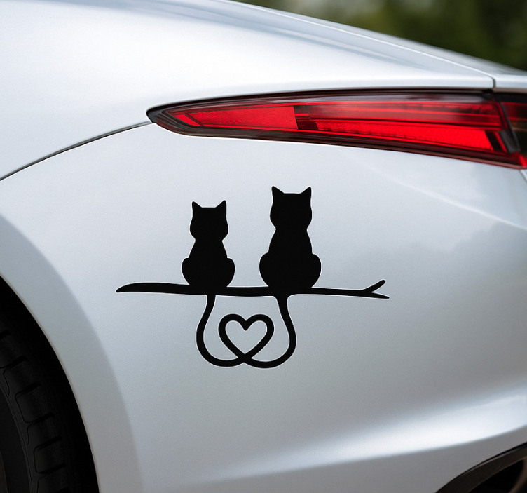 Cats tail heart nalepka za avto - TenStickers