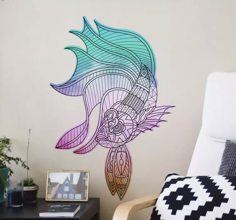 Colorful fish design ribja nalepka - TenStickers