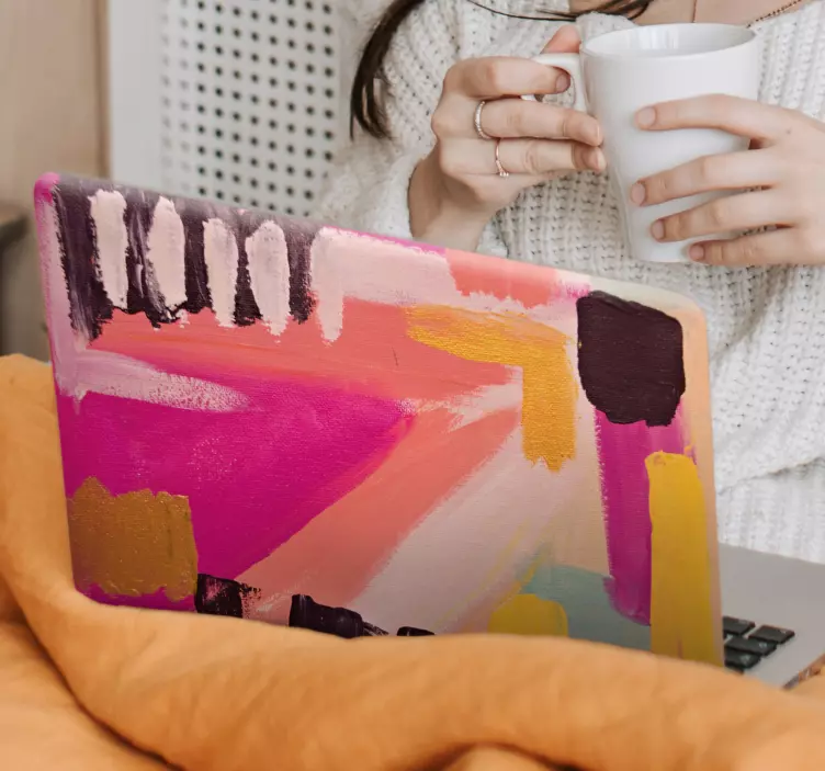 črna in roza moderna koža s prenosnikom - TenStickers