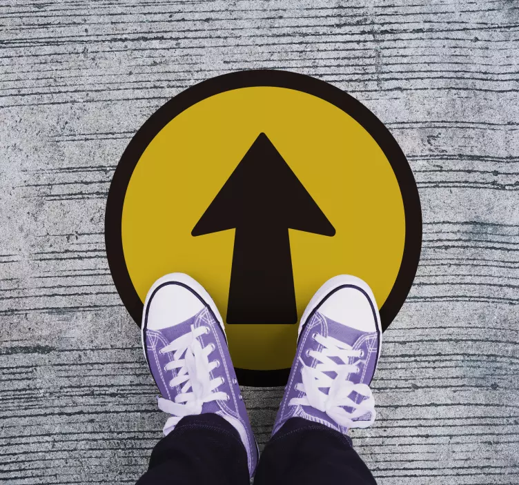 črno-rumena talna nalepka s puščico - TenStickers