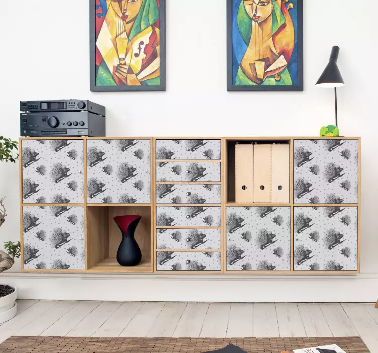 Narcupin art črno-belo pohištvo decal - TenStickers