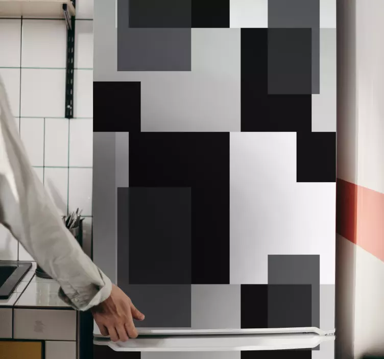 črno -beli bloki nalepka za hladilnik - TenStickers