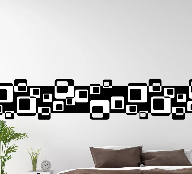črno-beli kvadratki nalepka na steni - TenStickers