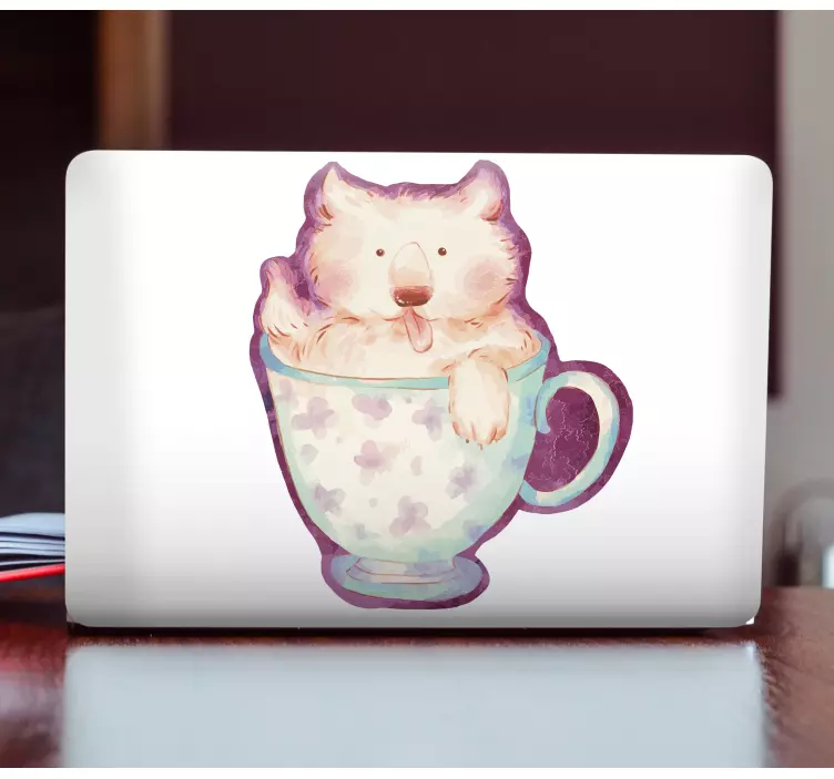 Cute bear cup nalepka za prenosni računalnik - TenStickers