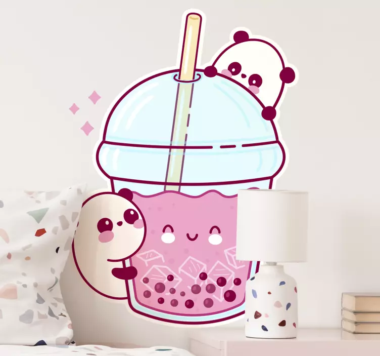 Cute panda drink nalepka za hrano - TenStickers