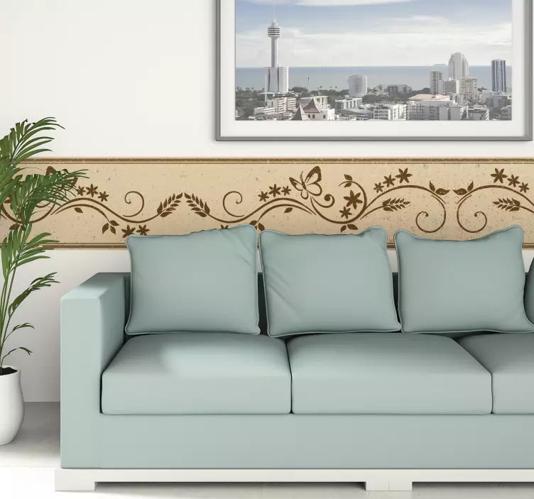 Cvetlična obroba z nalepkami metuljev - TenStickers