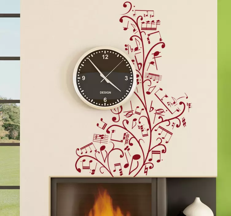 Cvetlične glasbene note stenske nalepke - TenStickers