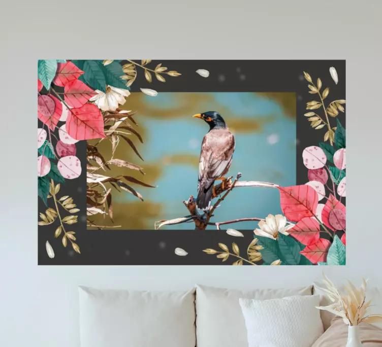 Cvetne in rjave stenske nalepke za dnevno sobo - TenStickers