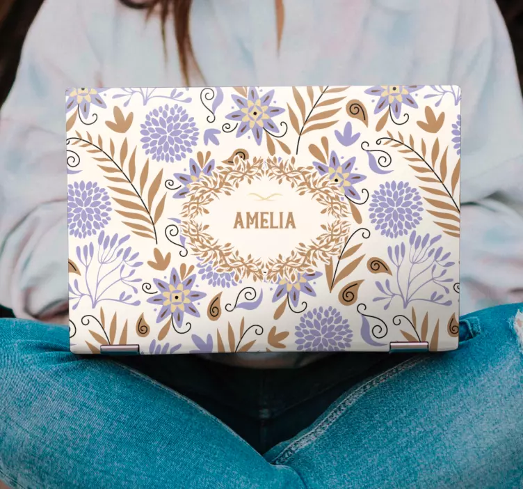 Cvetlični personaliziran ovitek nalepka za prenosnik - TenStickers