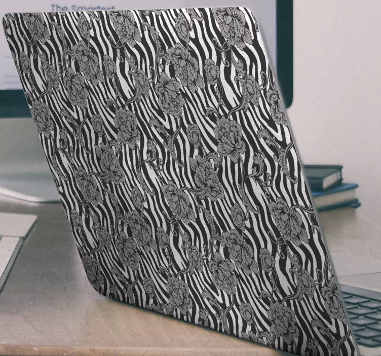 Cvetlični zebrasti vzorec nalepka za prenosnik - TenStickers