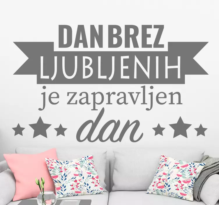 Dan brez nalepk za steno z besedilom - TenStickers