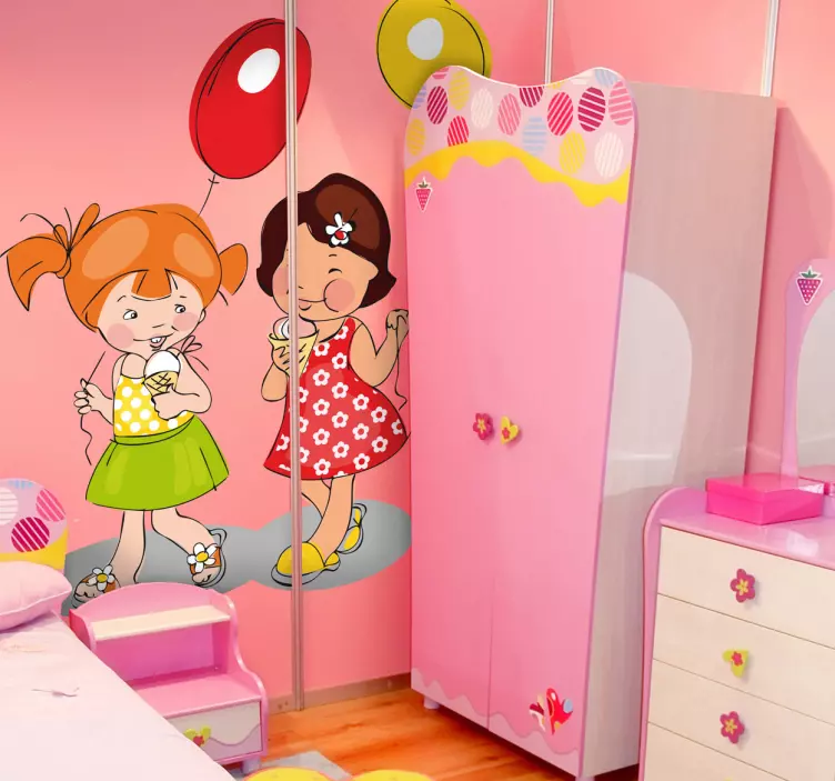 Dekleta, baloni in sladoled otroci nalepke - TenStickers