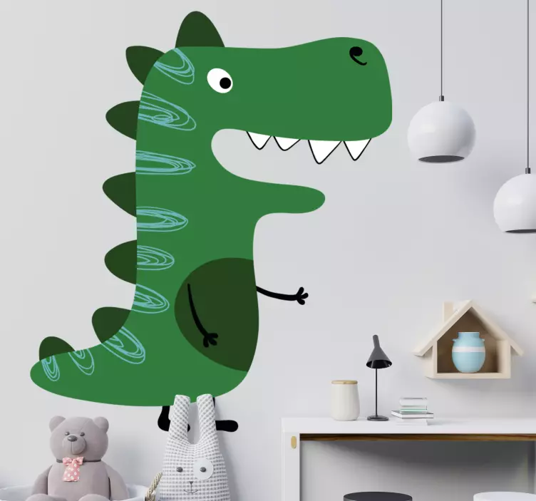 Dinozaver zelena risba dinozavra stenska nalepka - TenStickers