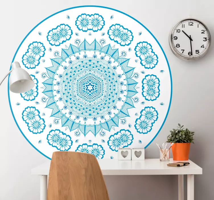 Modra botanična mandala nalepka živali - TenStickers