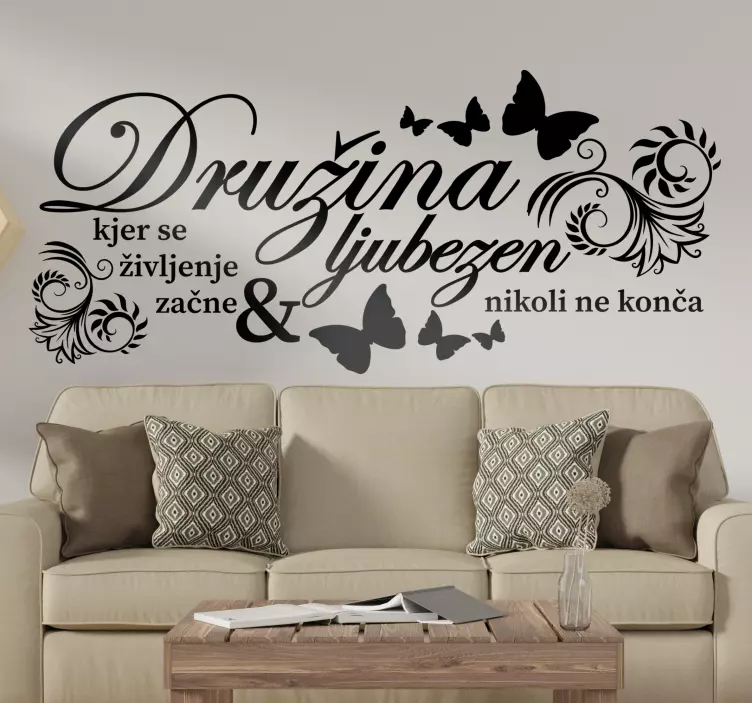 Nalepka za steno domačega besedila z metulji - TenStickers