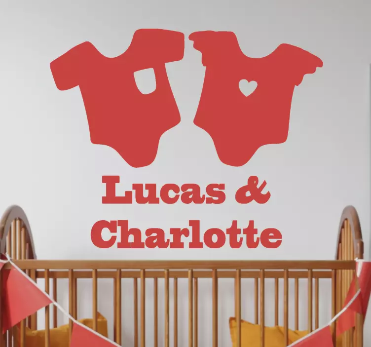 Dvojčki z imenom nalepka za otroške stene - TenStickers