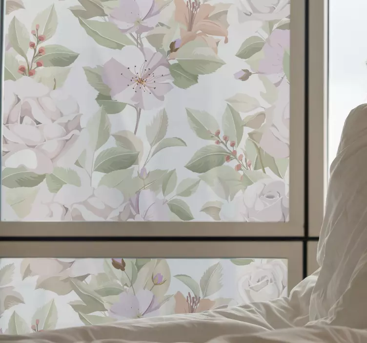 Elegantna nalepka za okna z brezšivnim vzorcem v cvetličnem vzorc - TenStickers