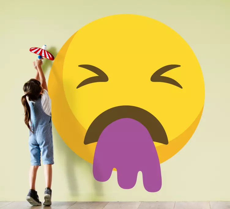 Emoji, ki bruha vijolično stensko nalepko - TenStickers