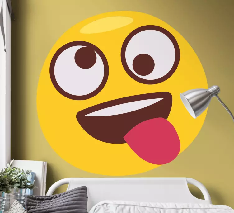 Emoji, ki vleče nalepko za steno jezika - TenStickers