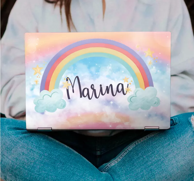 Fantastična mavrica z lepimi oblaki za prenosnike - TenStickers