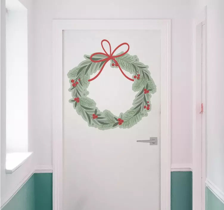 Festive holiday wreath nalepka za vrata - TenStickers