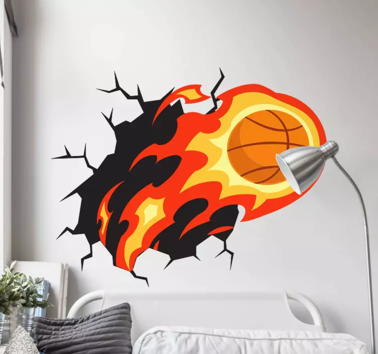 Fiery basketball impact nalepka za košarko - TenStickers