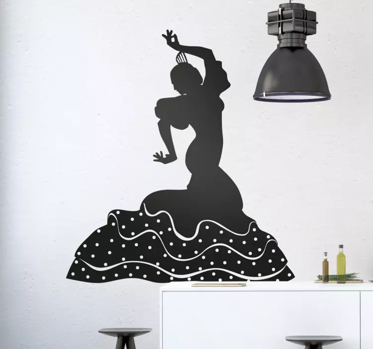 Flamenco tanz silhouette plesna stenska nalepka - TenStickers