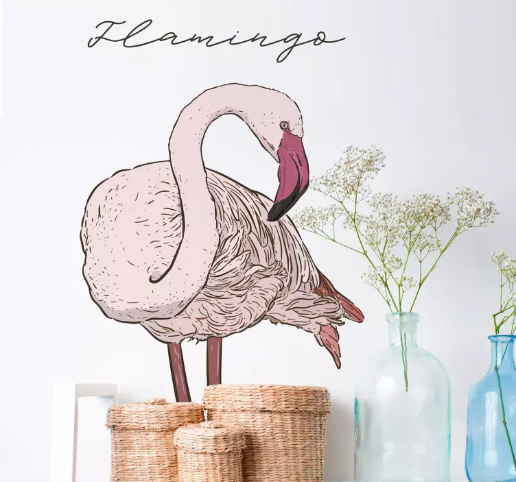 Flamingo dnevna soba stenski dekor - TenStickers