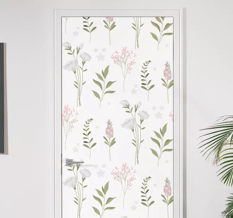 Floral beige design nalepka za vrata - TenStickers