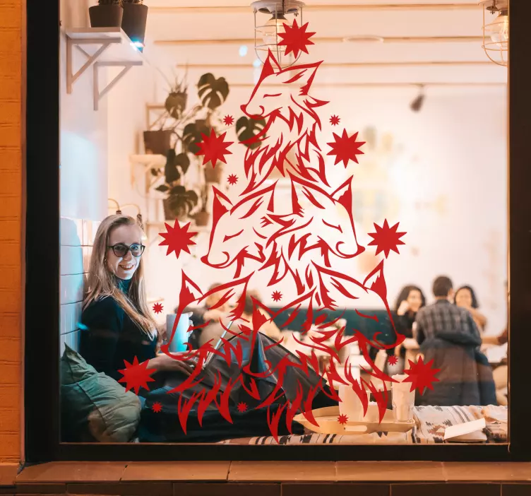 Foxes christmas design nalepka - TenStickers