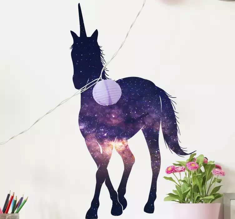 Galactic unicorn silhouette nalepka - TenStickers
