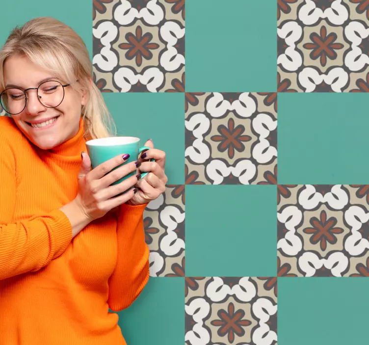 Geometrijski bež dizajn nalepka za ploščice - TenStickers