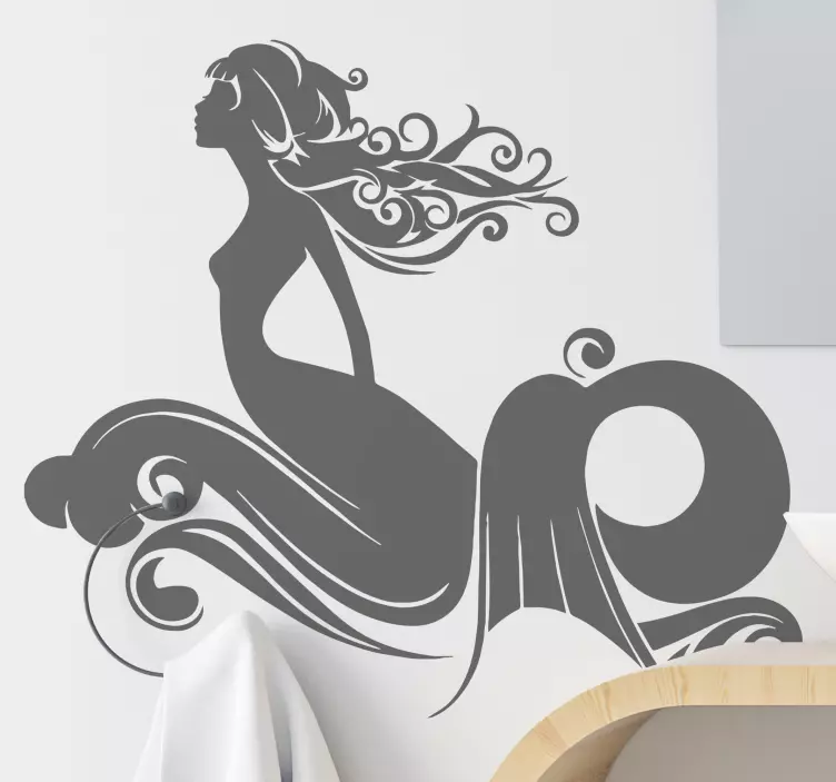Graceful mermaid silhouette nalepka za tuš - TenStickers