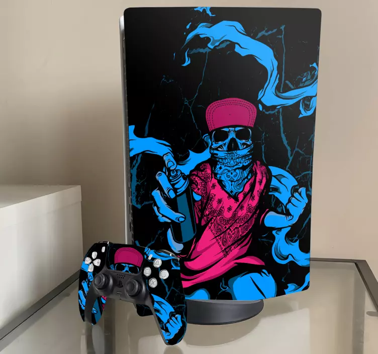 Nalepka grafiti lobanja ps5 - TenStickers