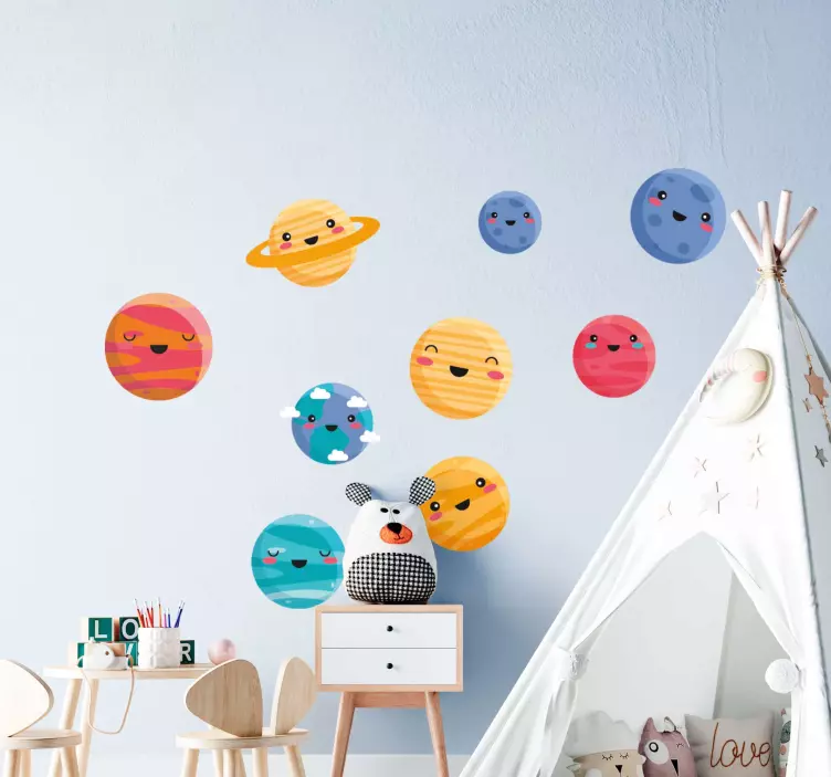 Happy planet characters vesoljska nalepka - TenStickers