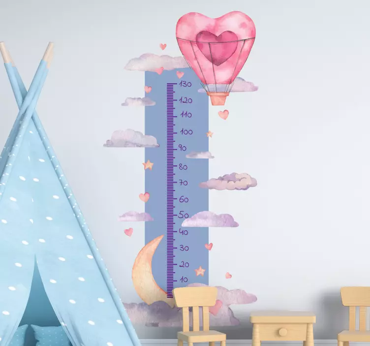 Heart balloon height chart nalepka s tabelo višine - TenStickers