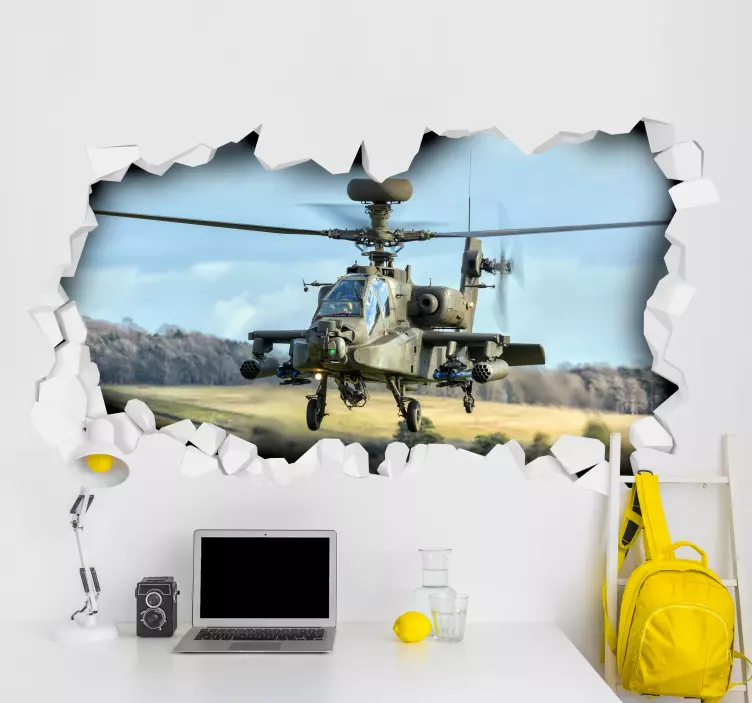 Helikopter 3d stenske nalepke - TenStickers