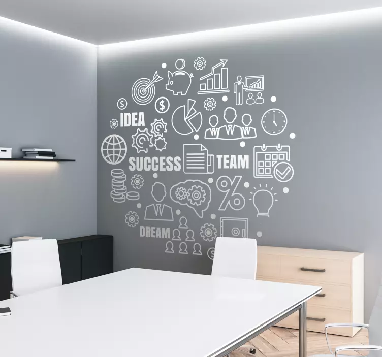 Ideogram poslovnega svetaIdeogram svetovnega poslovanja nalepka z - TenStickers