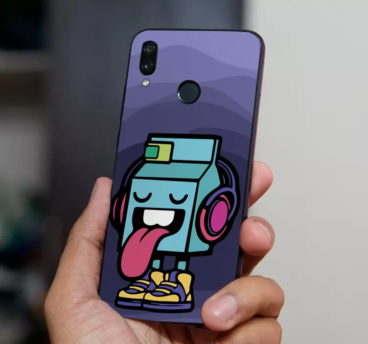 Robot, ki kaže jezik Huawei nalepka - TenStickers