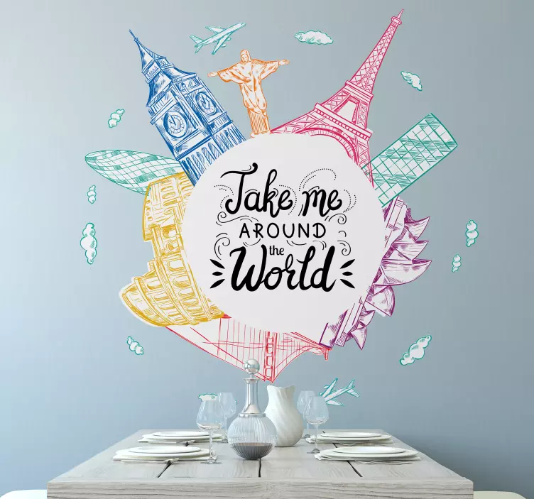 Ilustracija znanih znamenitosti nalepka živali - TenStickers