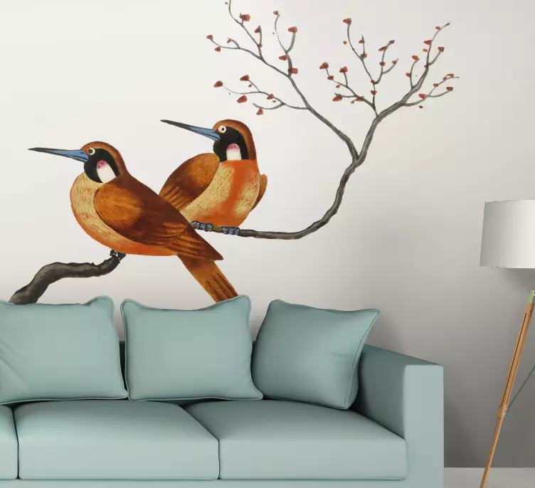 Nalepka za kitajsko slikanje ptic in cvetja - TenStickers