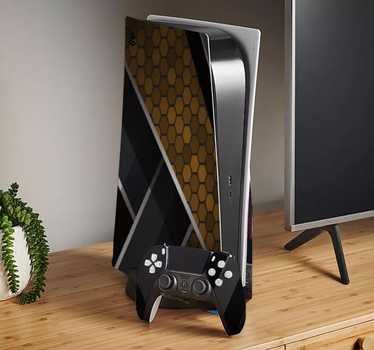 Nalepke za playstation 5 z abstraktno zlato teksturo - TenStickers