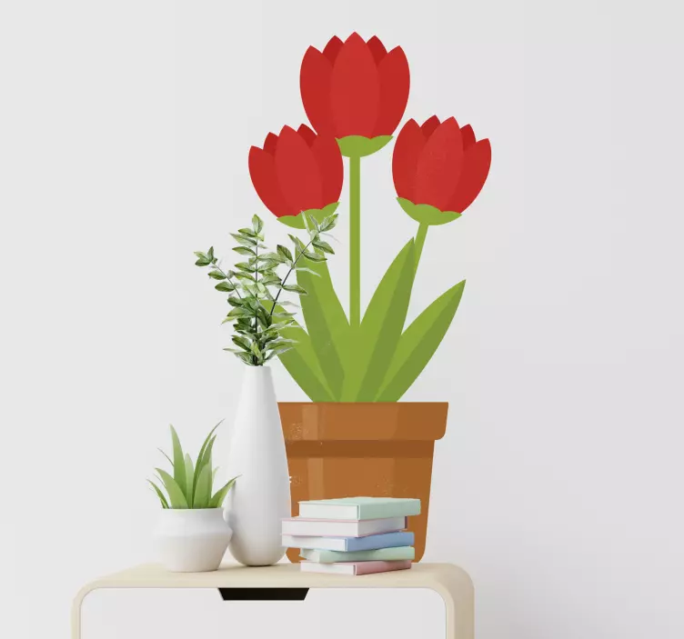 Kozarec nalepke za steno cvetja rdečih rož - TenStickers