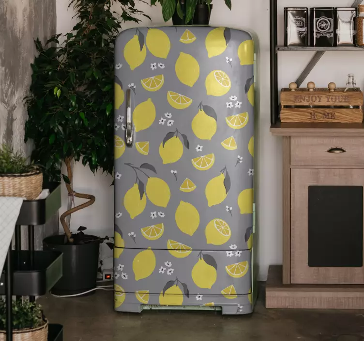 Lemon patterned appliance nalepka za hladilnik - TenStickers