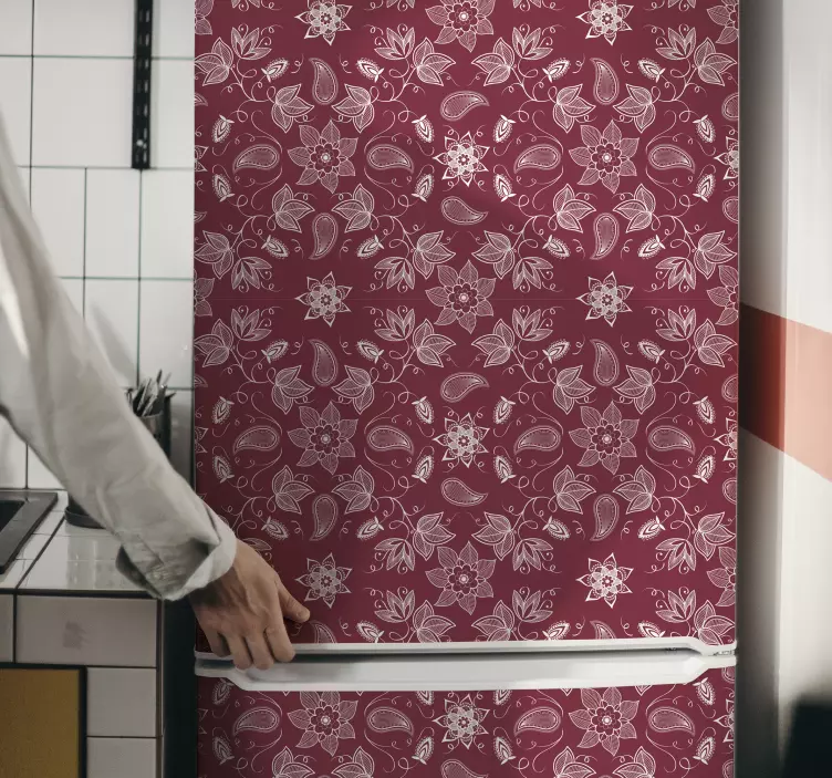 Lepa nalepka hladilnika cvetja paisley - TenStickers