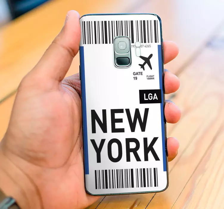 Letalska vozovnica za new york nalepka Samsung - TenStickers