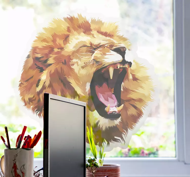 Lion yawning head nalepka živali - TenStickers