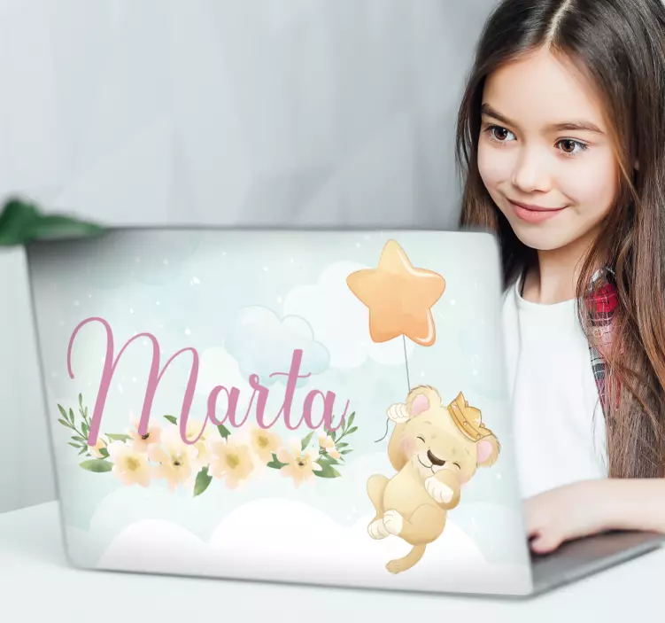 Ljubki levji lik nalepka za prenosnik - TenStickers