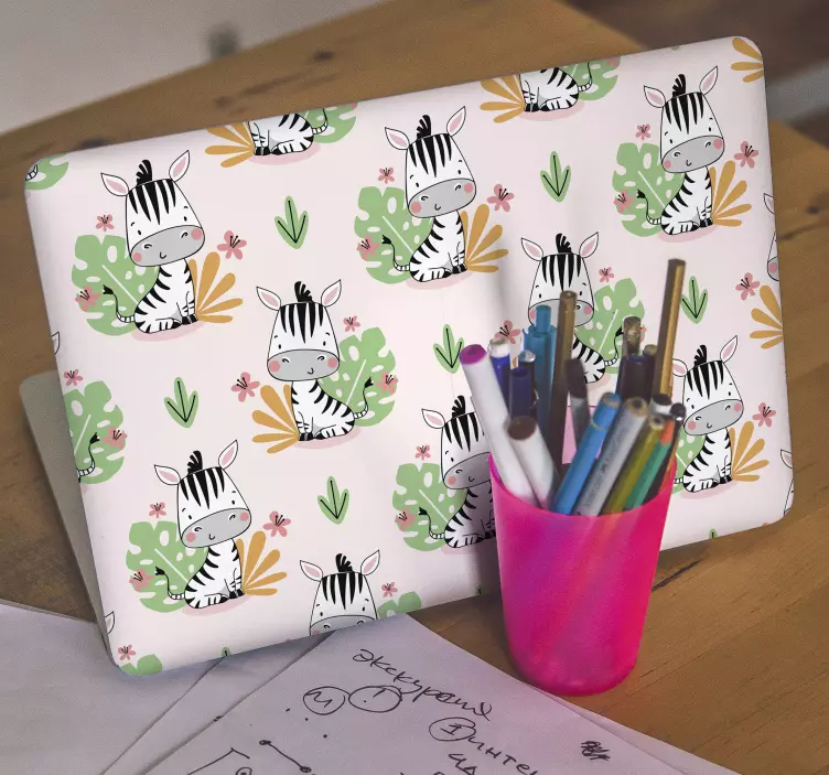 Ljubki vzorci zebre nalepka za prenosnik - TenStickers