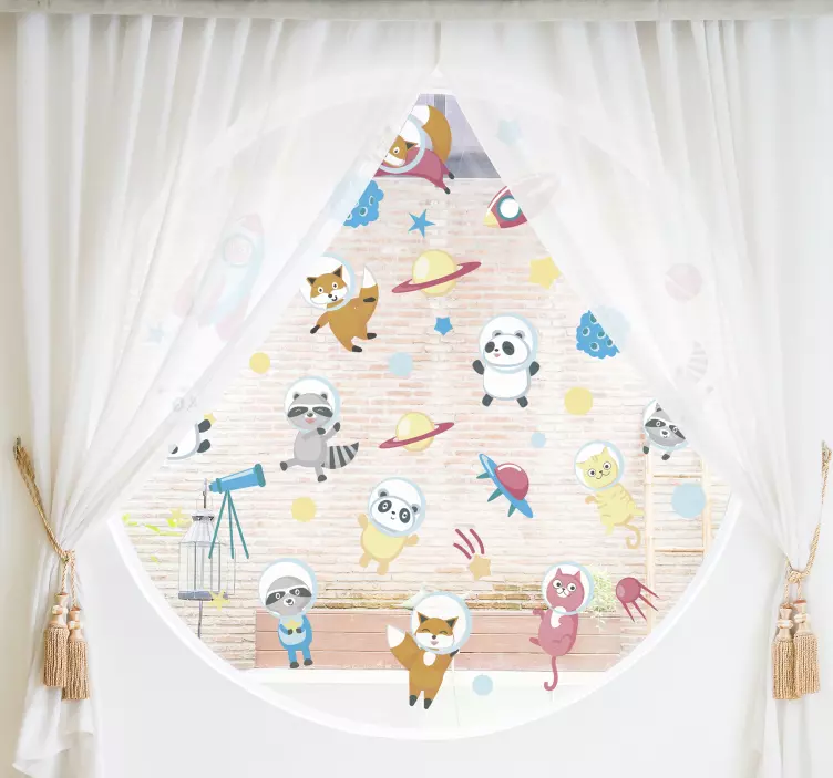 Ljubki živalski astronavti Nalepke za hišne ljubljenčke - TenStickers